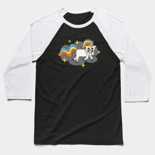 Unicorn Skull Badge Funky Rainbow Baseball T-Shirt